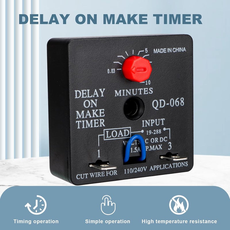Weasch 2Pcs Delay On Make Timer, QD-068, 0.03 to 10 Min, Adjustable Delay, 19-288 VAC OR DC (2) - Image 3